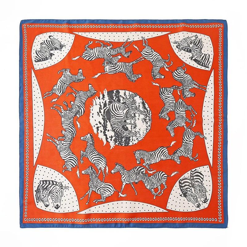 53Cm Pony Pattern Scarf Women Spring And Summer Thin Silk Square Scarf Fashionable And Versatile Bag Packaging Decoration Scarfs