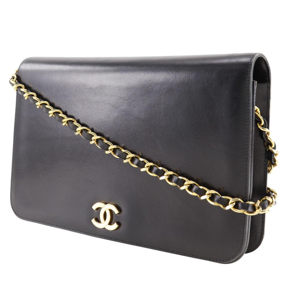 CHANEL ChainShoulder Shoulder Bag COCO Mark vintage black Calfskin Women Used