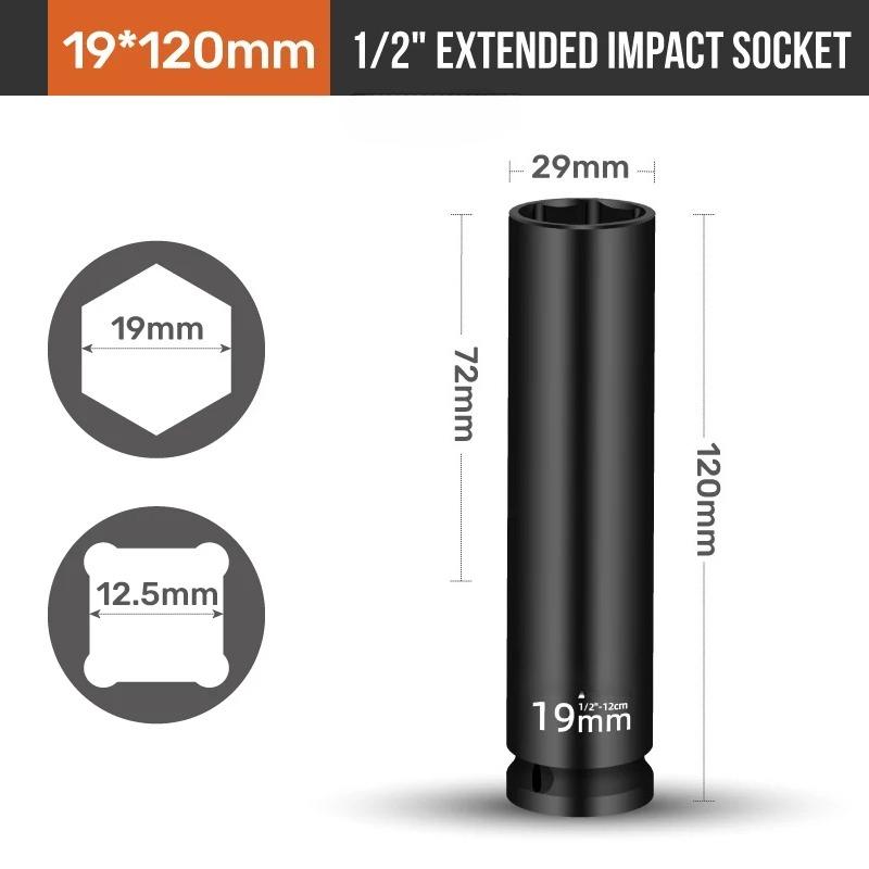Electric Wrench Socket Connecting Rod Suitable for Hi-Spec 1/2" Extra Long Drive Impact Socket Pneumatic Sleeve Extension Rod