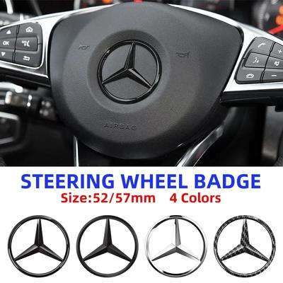 1pcs 52mm 57mm Car Steering Wheel Badge Emblem Sticker For Mercedes Benz W204 W205 W212 W213 W221 W177 W246 GLA GLC CLA A Class