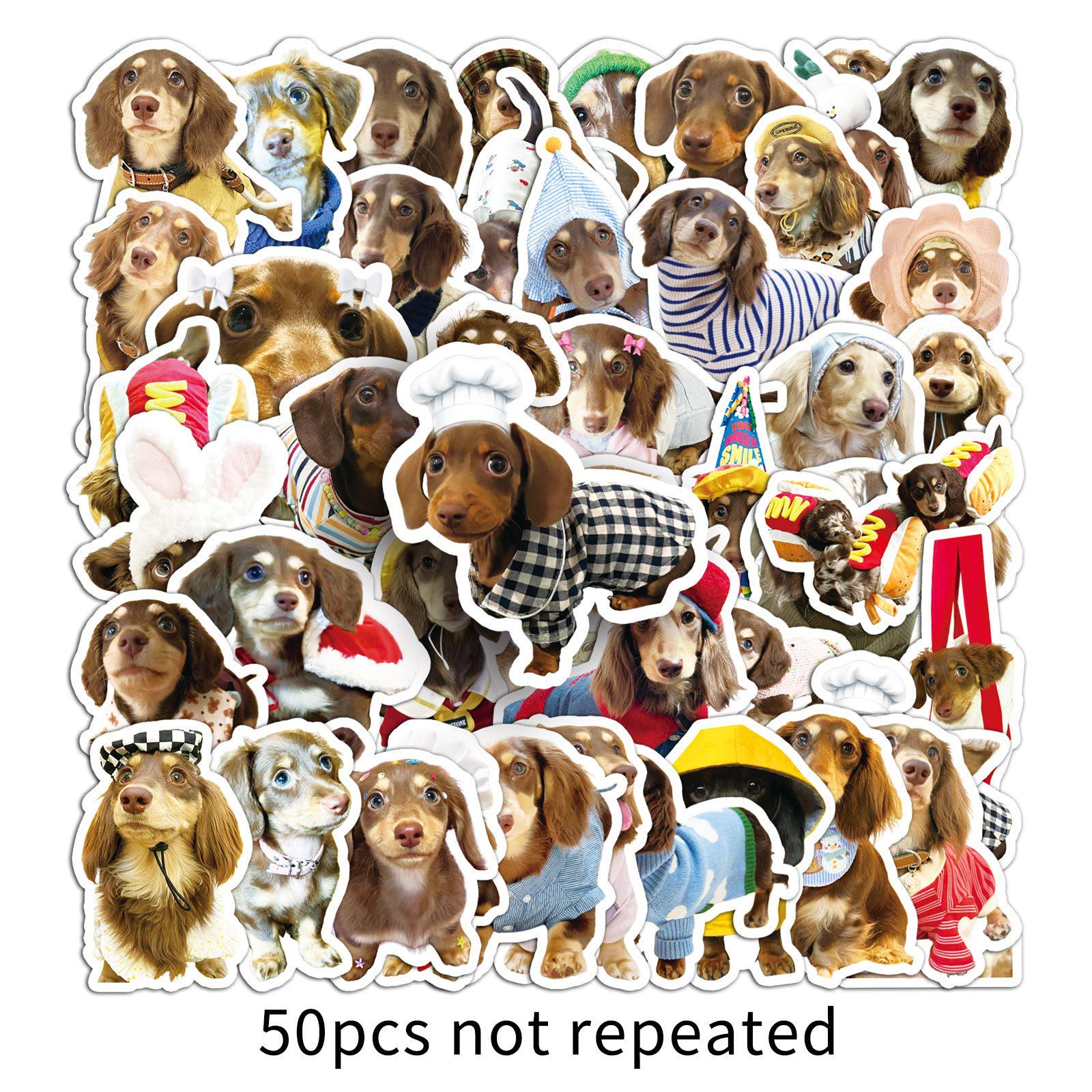 50 Cute Dachshund Dog Stickers - Waterproof Pet Stationery for DIY Projects & Thermos Cups