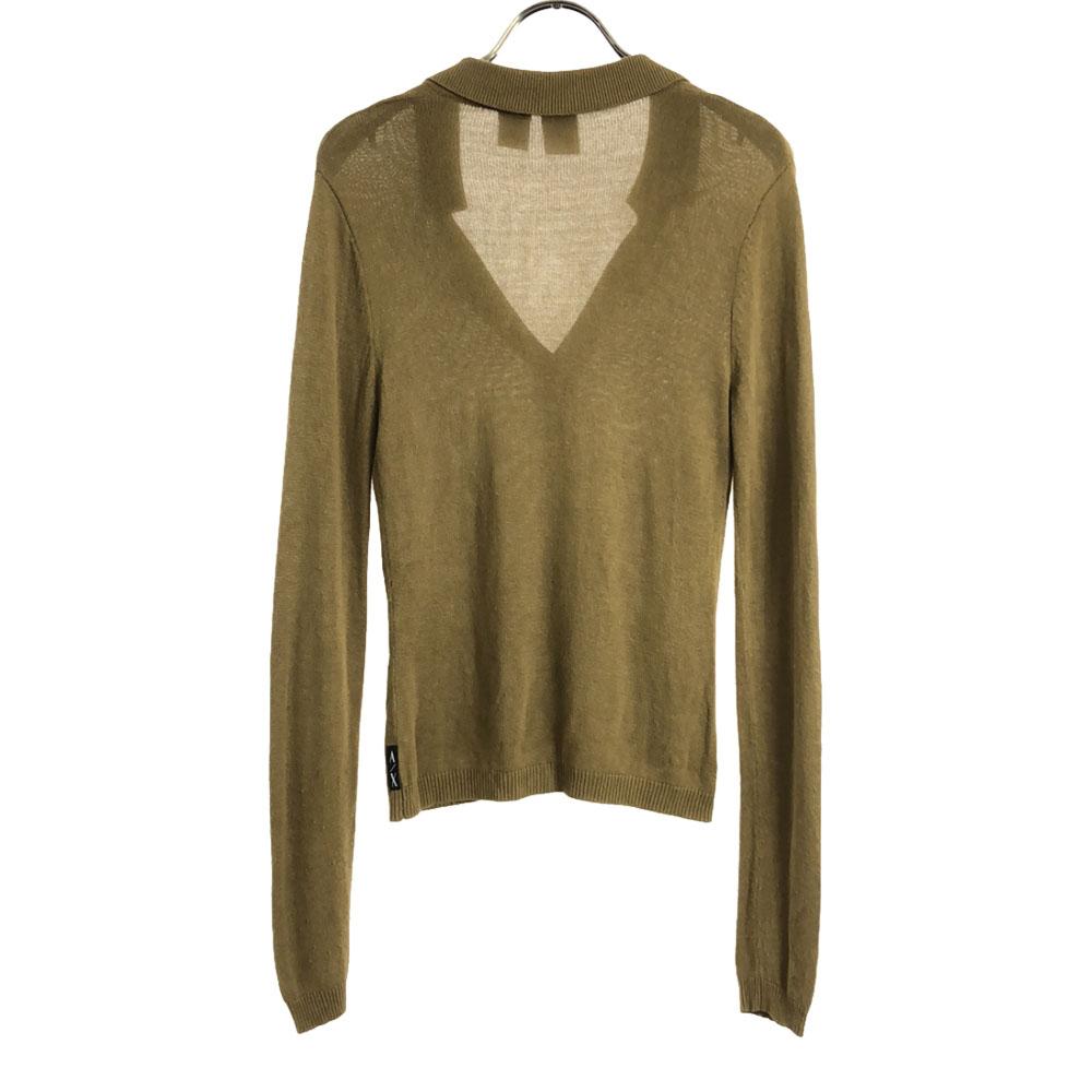 Armani Exchange Langarm V-Ausschnitt Strick-Cardigan S Ocker Mit Kragen Damen Gebraucht