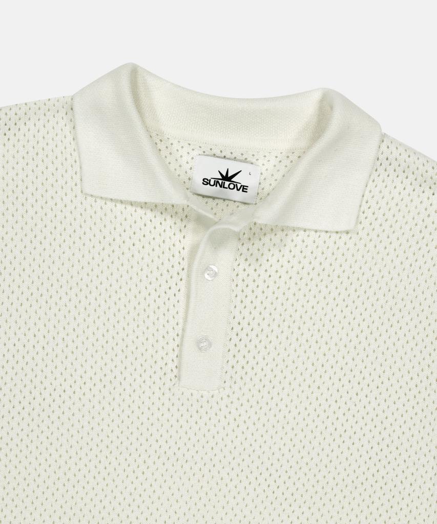 Sun Love Crochet Knit Polo Ivory