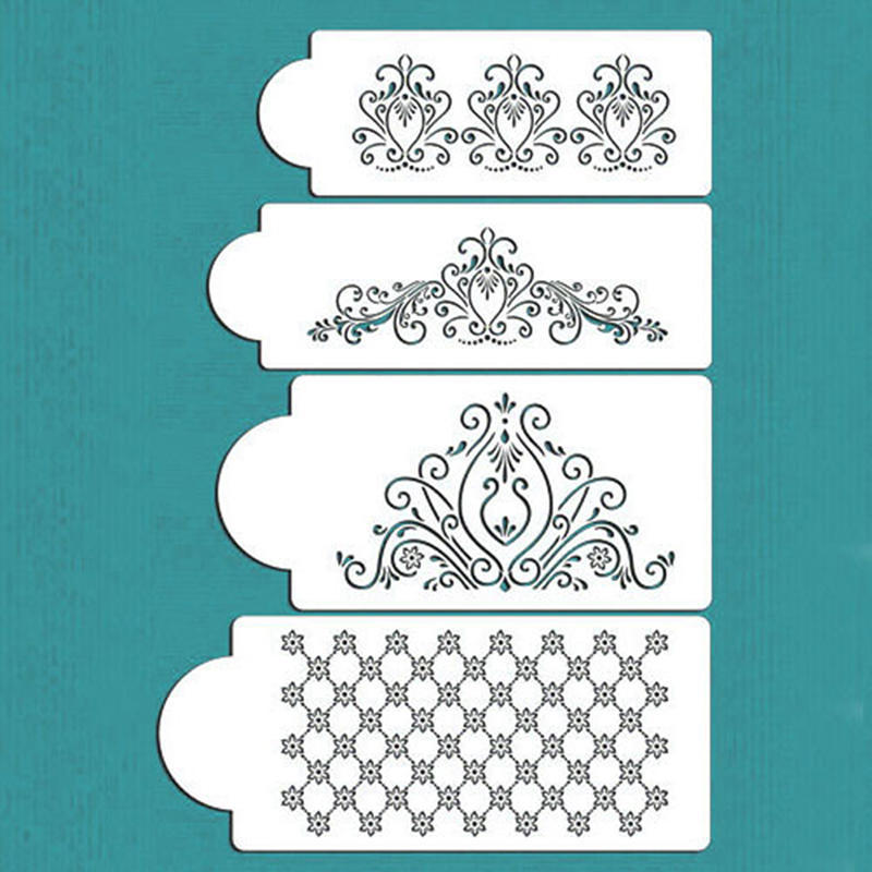 Princess Lace Cake Cupcake-sjablonger Fleksible Craft-sjablonger 4-delt sett