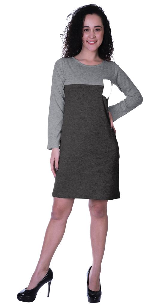 Moomaya Womens T-shirt Dress Full Sleeve Sequin Patch Pocket Summer Dresses