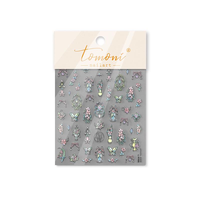 Tomoni Shell Light Nail Art Stickers - Popular Retro DIY Rococo Lattice Design for Phone Cases and Nails (4145)