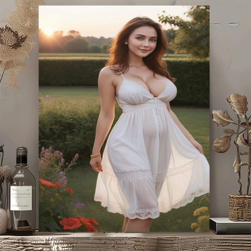 Wall Art Decor Vintage Metal Sign Flowy Lady Dress Poster Art Print for Home Decoration 20x30cm