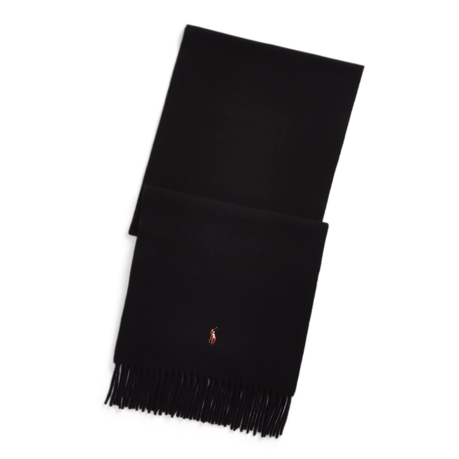 

Polo Ralph Lauren Solid Virgin Pony Embroidery Scarf, Color, PC1047/PC0496, Black, 100% Wool, [Used]