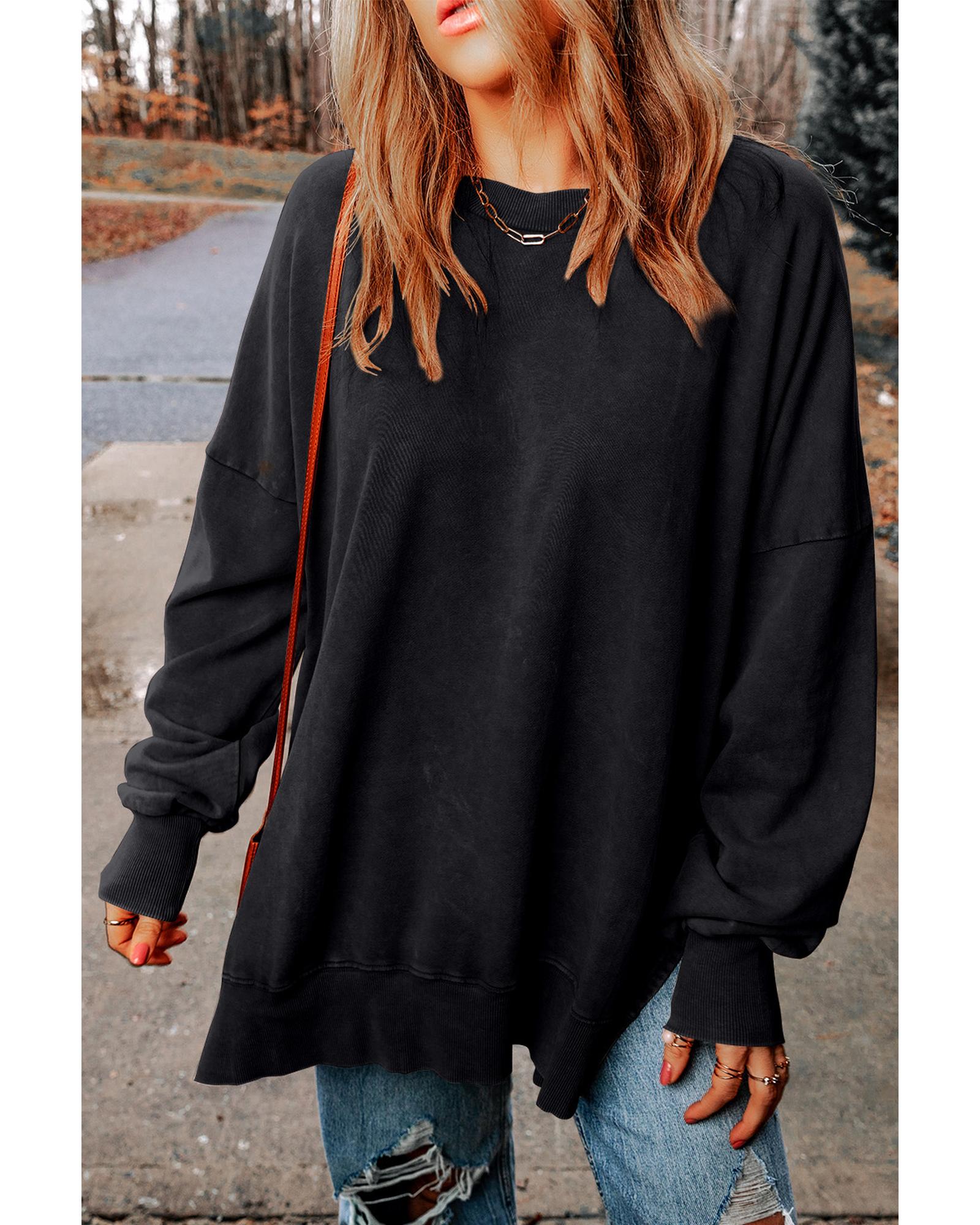 

Azura Exchange Oversized Ribbed Trim Sweatshirt S чёрный