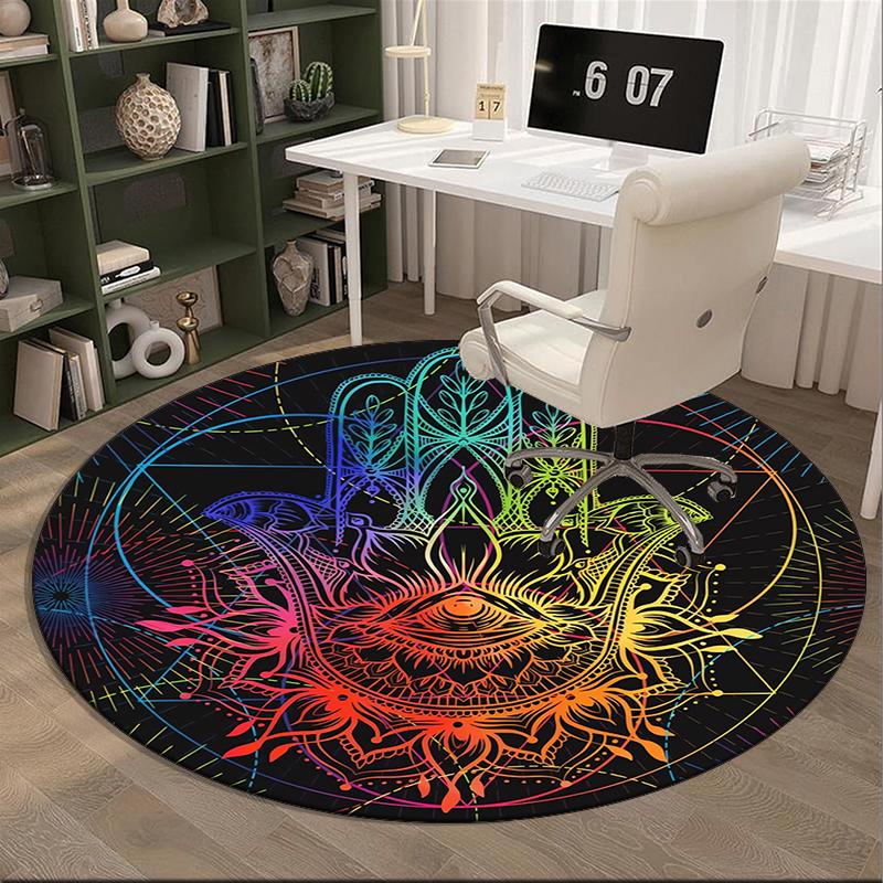 Sacred Mandala Design round carpet Chair cushion Round Entryway Rug, Soft Round Rugs for Living Room, Bedroom, Circle Carpet decor gifts