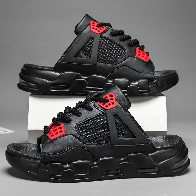 

Модные летние мужские тапочки, повседневные, подошва EVA, мягкие, для отдыха на открытом воздухе, пляжные тапочки, нескользящие, легкие, водонепроницаемые, для мужчин, сандалии для дома 42