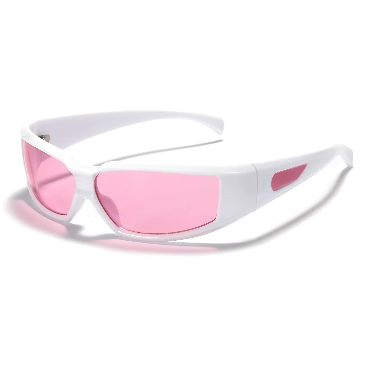 

Y2K Pink Sunglasses Women Red Hollowed Out Future Sense of Technology Girls Net Red Sun Glasses Trendy Men Eyewear