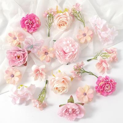 Mélange Têtes de Fleurs Artificielles Soie Faux Fleurs pour Décoration de Maison Décoration de Mariage Vêtements de Mariée Artisanat Cadeaux Accessoires