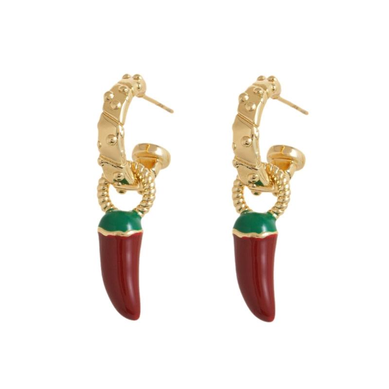 Trendy Chili Shaped Earrings Sturdy Stainless Metal Comfort Fit Ear Studs Jewelry For Women And Girls