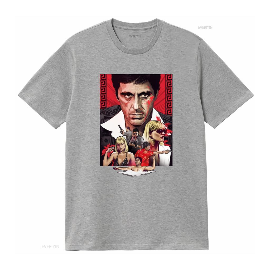 Vintage Classic Scarface Gangster Movie Print Casual T Shirt Vintage Washed Homme Stretched Versatile Unisex Fashion Slightly