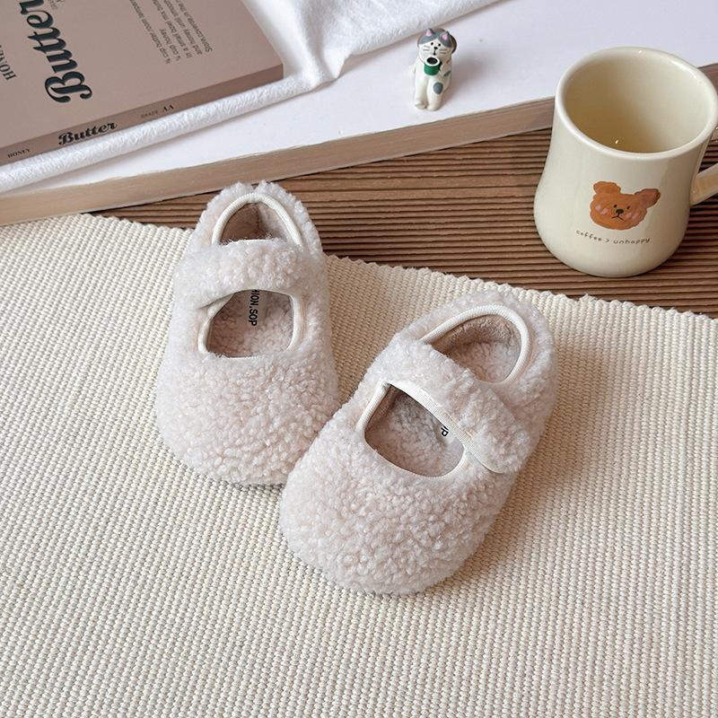 

Girls Solid Color Furry Shoes, New Autumn/Winter Model, Woolen Curly Warm Outdoor Cotton Shoes for Little, Small, and Older Girls 21Inner Length13.5cm бежевый