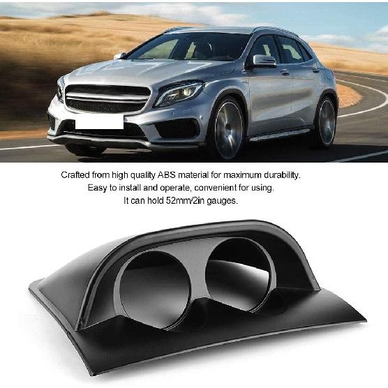 52mm / 2in Universal Dual Hole Dashboard Gauge Holder, ABS Dashboard Gauge Pod Car Meter Mount Holder Bracket (Black)