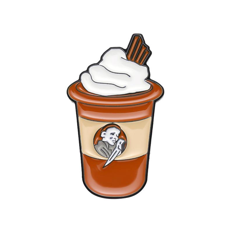 Unique Geometric Skeleton Cup Ice Cream Brooch Pin For Halloween Fashion Accessory