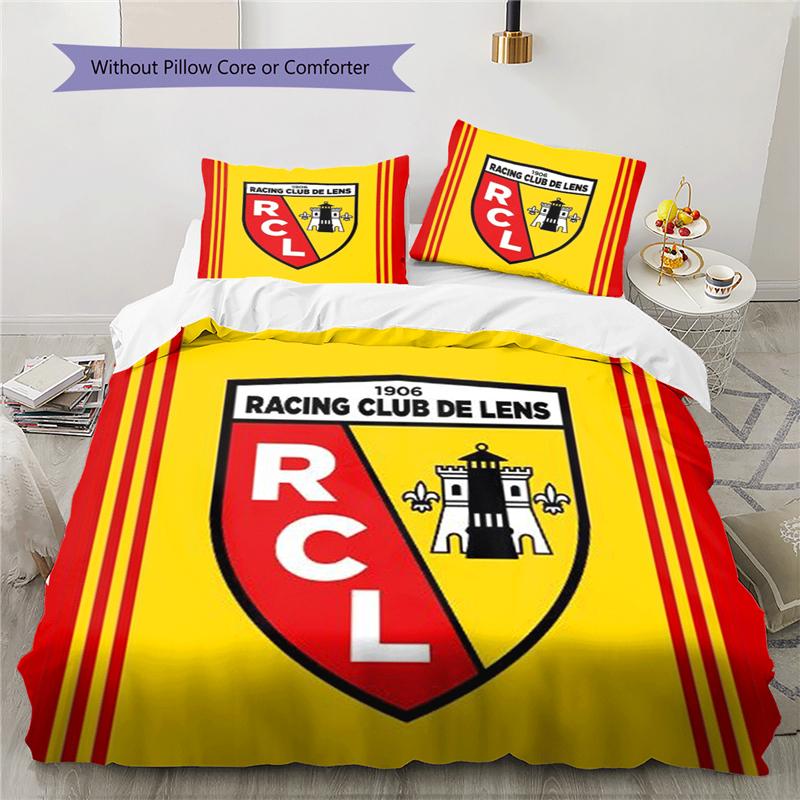 Racing Club De Lens RCL Football Club Pattern Duvet and Pillowcases,1 Duvet Cover with 2 Pillowcases, No Core,Son Gift,Daughter Gift