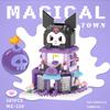 Sanrio Building Blocks Disney Kuromi My Melody Strawberry Bear Pochacco Small Pellet Street Scene Jigsaw Toy Model Gift