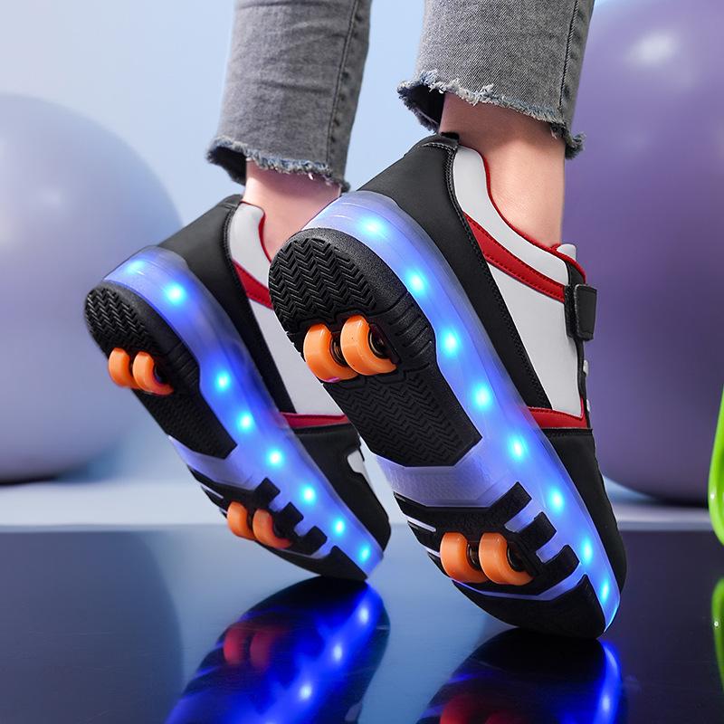 Kids' Transformable Light-Up Roller Skates: Eight-Wheel Walking Shoes, Four-Wheel Skates for Boys and Girls