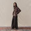 GREEN BELT Women's Wool Blend Plaid Faux Two-Piece Shirt