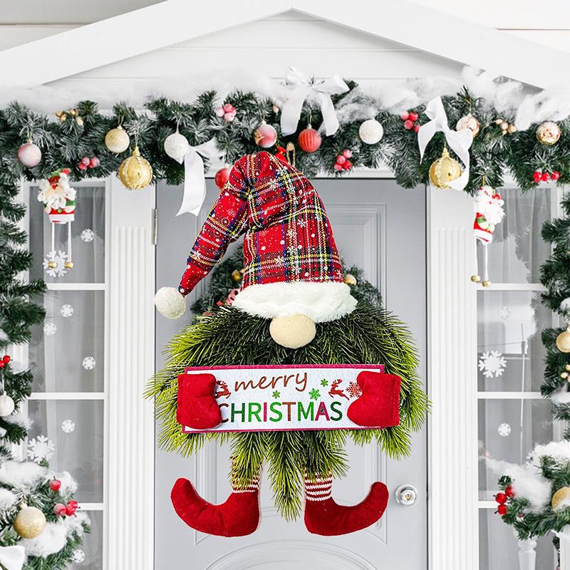 Christmas Wall Hanging Home Decoration Wreath Christmas Ornaments Santa Claus Theme Exquisite Christmas Decoration Gift 50x30x3cm