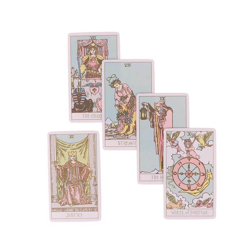 Pink Border Tarot Card Deck With Guidebook 78Pcs English Version Family Gathering Divination Deck Board Game Cards Desktop Toy