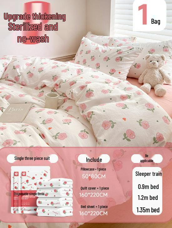 Disposable Bed Sheets, Pillowcases, and Duvet Covers Set - Durable Double Size for Travel