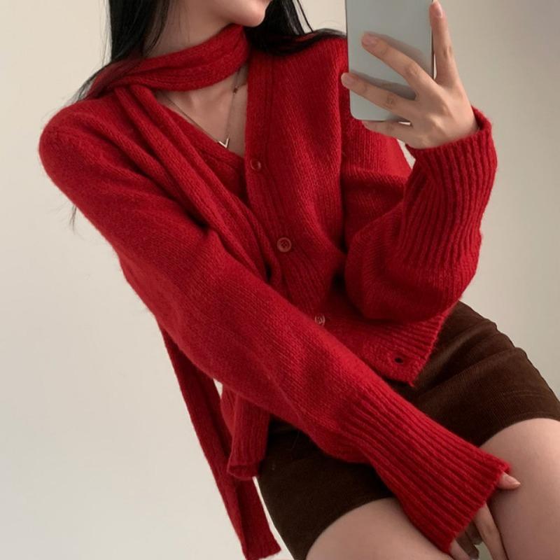 Elegantní Zimní Nové Retro Svetry s Dlouhým Rukávem a Výstřihem do V Dámská Móda Slim Fit Dlouhý Rukáv Dámské Svetrové Bundy Jednobarevné Ležérní Krátké Svetry 25530