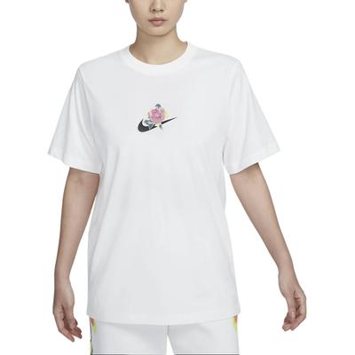 Nike Sportswear Artist Collection Floral Logo Graphic Crew Neck T-Shirt Women T-Shirts White HF4684-133