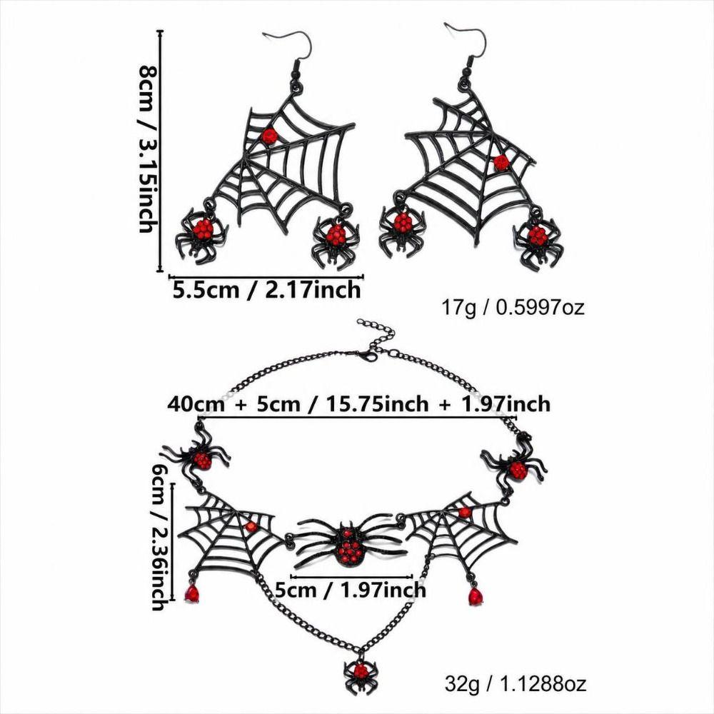 Ornate Halloween Spider Necklace Rhinestone Earring Necklace Set New Gothic Jewelry Set Cosplay