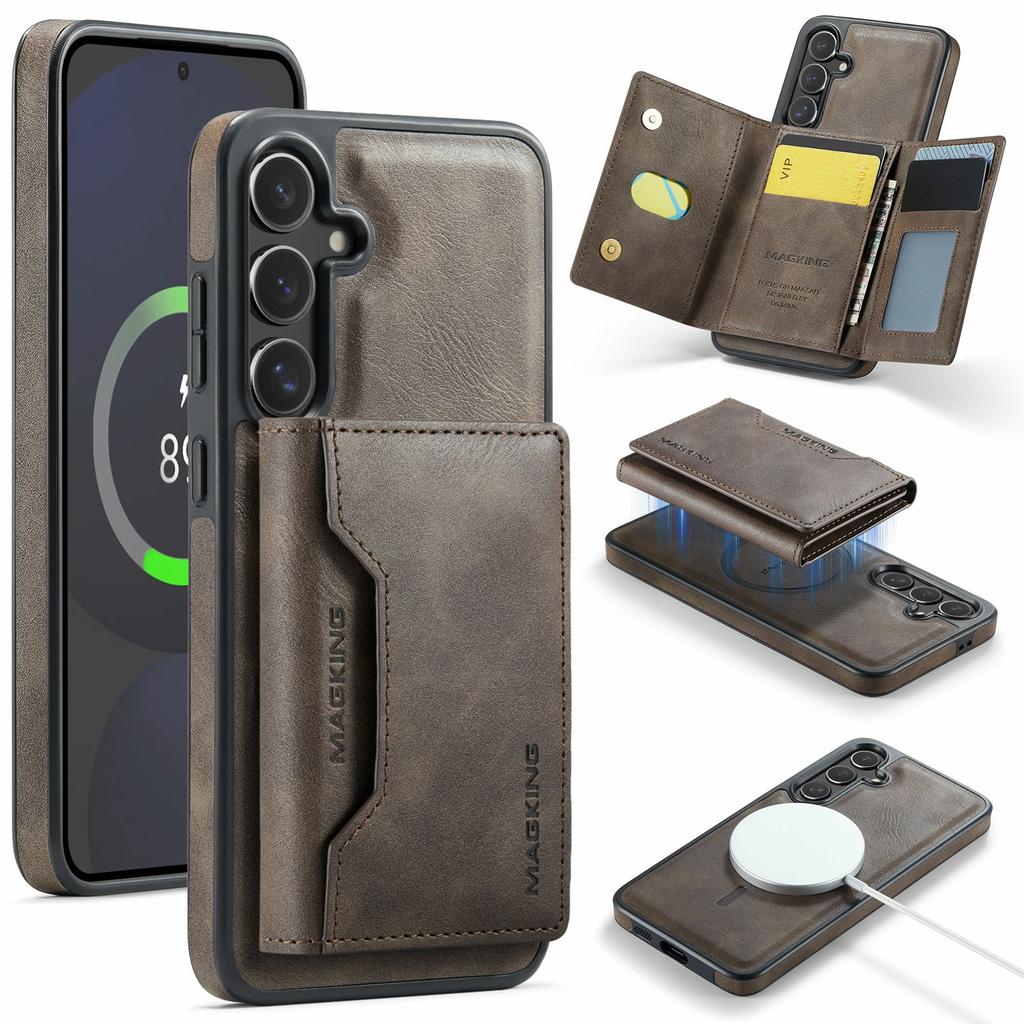 MAGKING K2 Series For Samsung Galaxy S24 FE Magnetic Case PC + TPU + PU Phone Cover with RFID Blocking Wallet