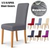 Einfarbige wasserdichte Stoff-Esszimmerstuhlabdeckung Spandex Stretch Stuhlsitzhussen für Küche Hochzeitsbankett Hotel 1 Stück