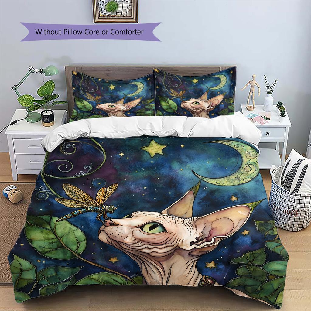 Watercolor Dog Pattern Bedding Quilt Set Home Decoration Gift (1 * duvet cover + 2 * pillowcase without core)