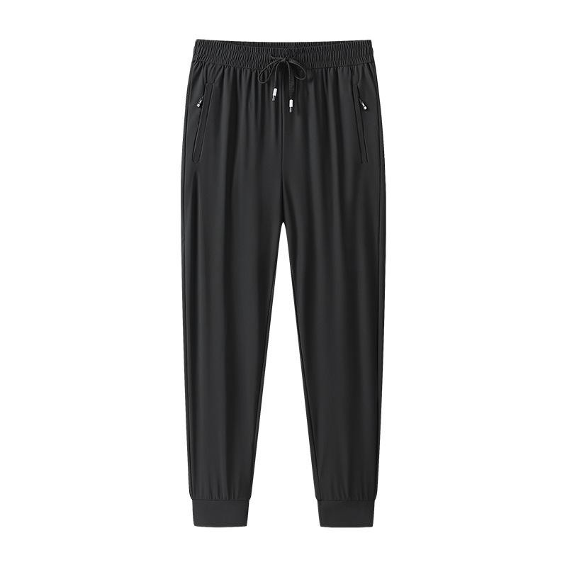 Pantalon d'été en soie glacée de haute qualité à séchage rapide pour hommes, pantalon léger et ample à jambes resserrées, pantalon de sport grande taille à haute élasticité