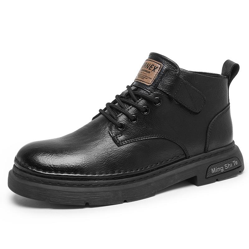 Autumn Men's Mid-Top British Style Leather All-Match Short Boots Leather Shoes Men Vintage Work Boots