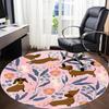 1PC Dachshund Floral Office Round Area Rug, Mat Suitable For Office, Under Office Chairs Bedroom Living Room Home Decor, Room Deco
