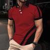 Men's Lapel T-Shirt Slim Fit Polka Dot Polyester Tee Shirt Color Block Summer Casual Short Sleeve Top for Daily Wear Sports Street