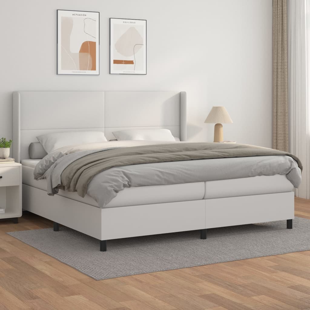 Vidaxl Continental Bed With Mattress, White, Faux Leather 200X200 Cm