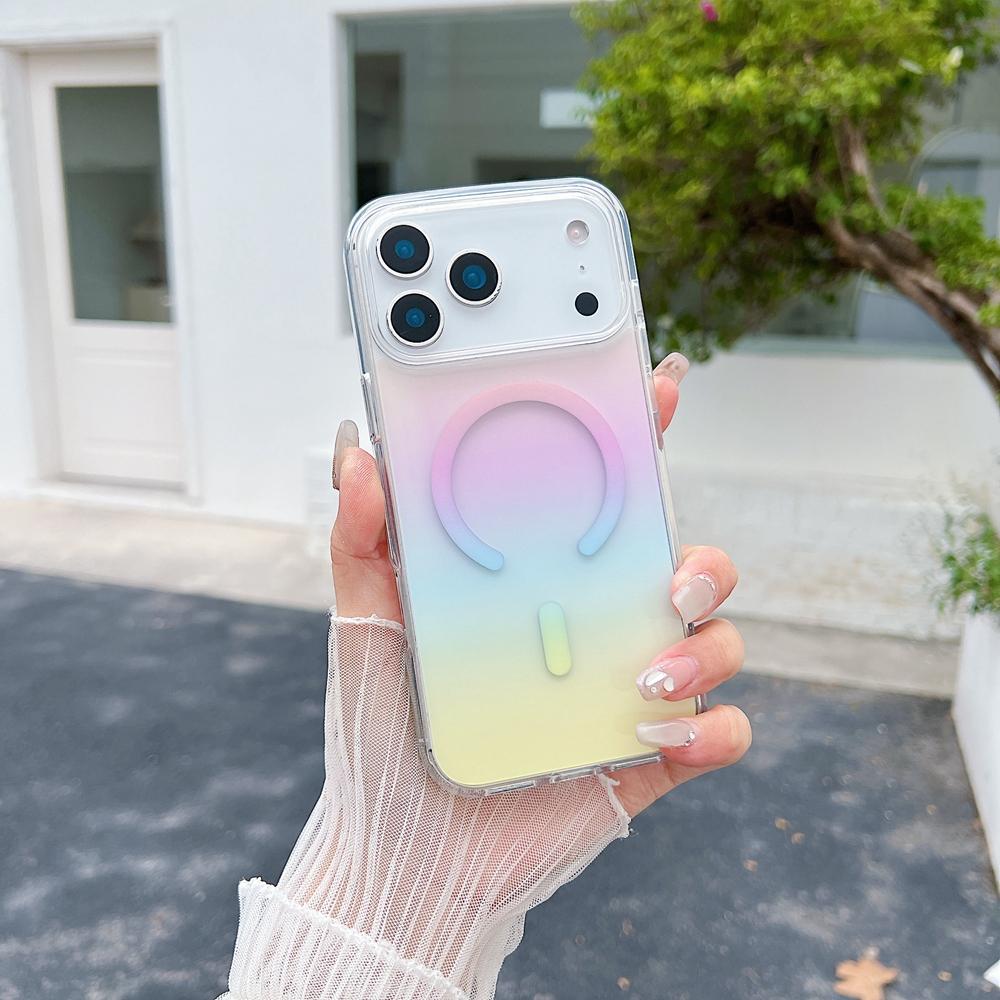 Gradient Color Clear Magnetic Charging Phone Case For iPhone 17 Air 16 15 14 Plus 13 12 Pro Max 11 16e 17e Transparent Cover