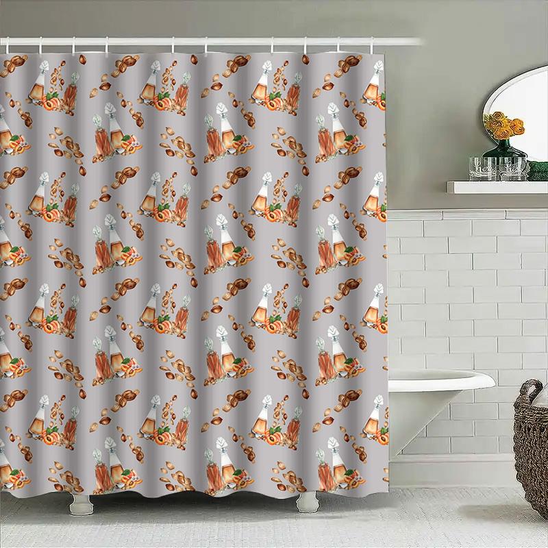 

Whimsical Shower Curtain With Bottle Pattern Bathroom Decor For Kids Bathrooms Rustic Country Style Printed Fabric 180X240Cm Cus W60H190(CM)-1 Pcs