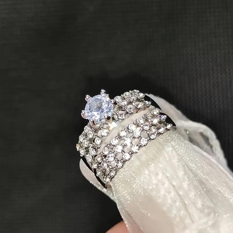 1pc Fashion Sparkling Faux Zirconia Ring for Women, Elegant Daily Wear Jewelry, Ideal Gift for Family and Friends, Boyfriend/Girlfriend on Birthday or