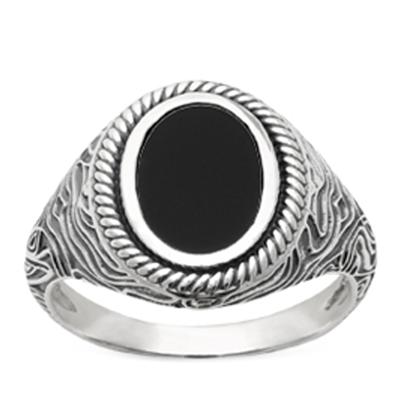 Silver Ring 'King' Black Silver (rhodium) - 17x13mm