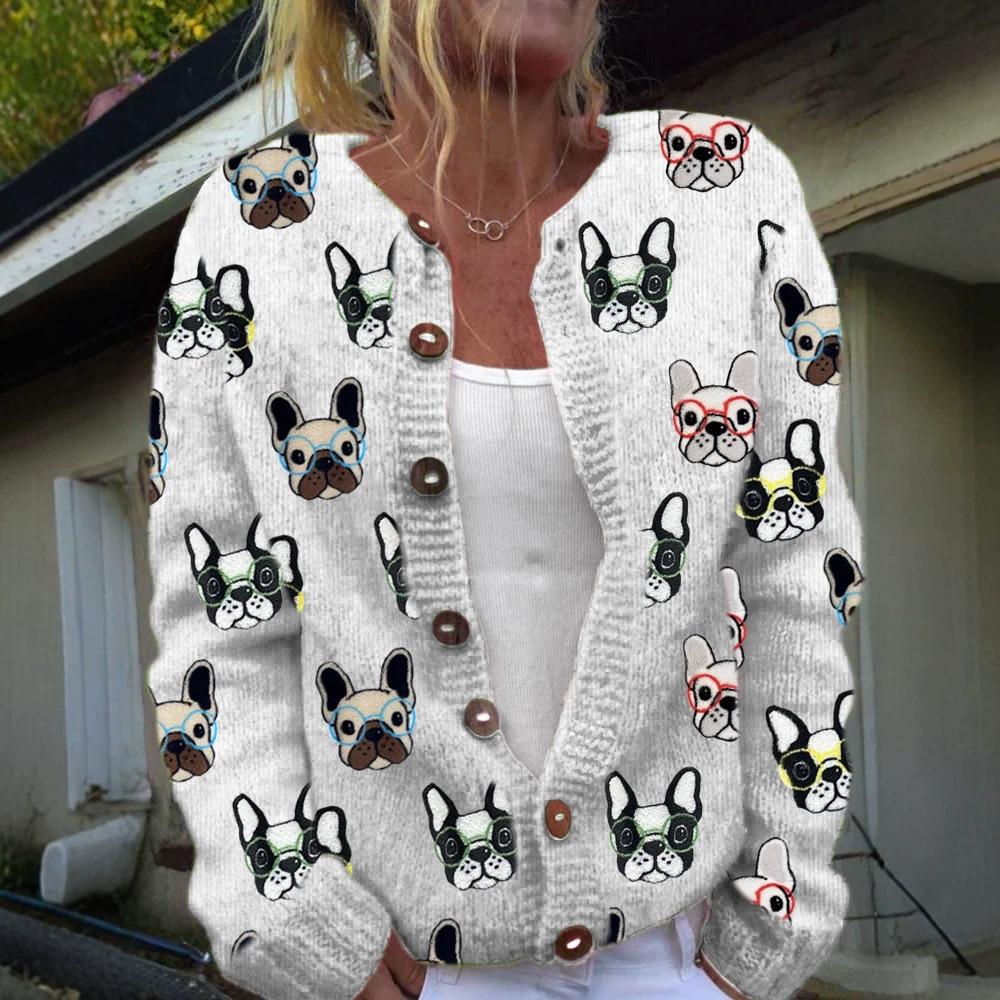 2026 foreign trade new 3D digital printing cardigan knitted jacket women's clothing early spring and autumn factory wholesale