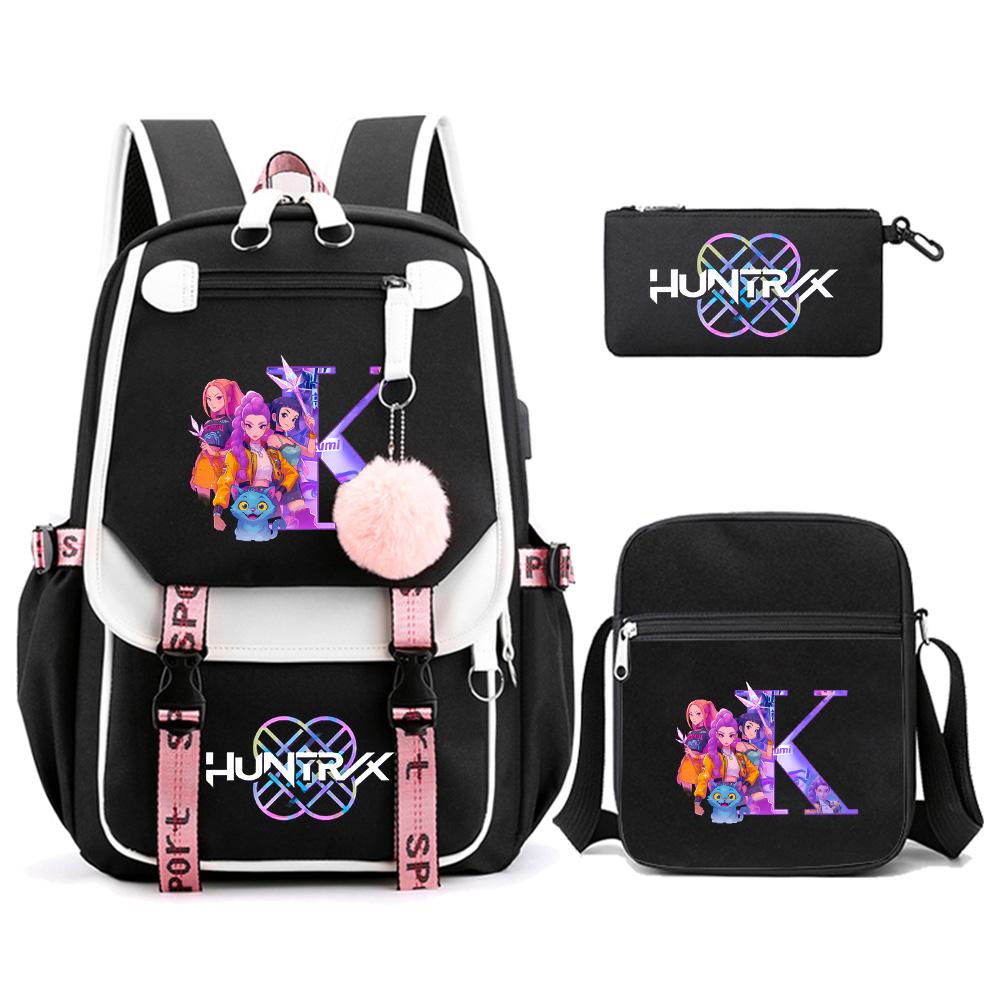 

3Pcs/set Anime Cartoon 26 English Letter Printed Backpack with Shoulder Bag for Teenager Student Girl Boy Bookbag Large Capacity Travel Bag Kid Gift