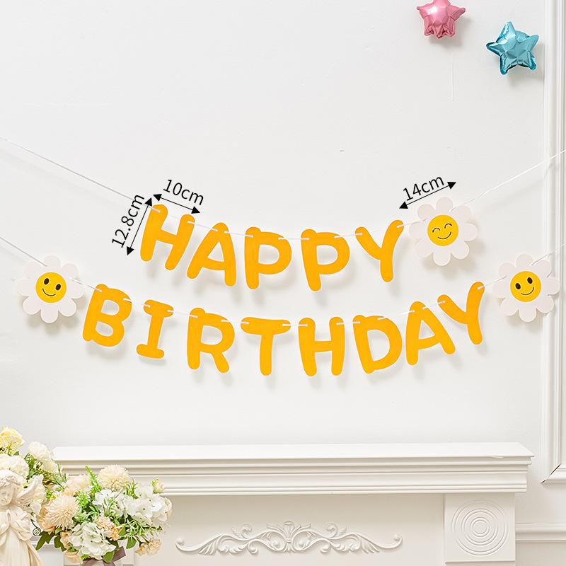1-5 Stück Geburtstagsflagge Partybanner Blume Für Zuhause Zimmer Girlande Kinderflagge Happy Birthday Party Atmosphäre Dekorationen Zubehör