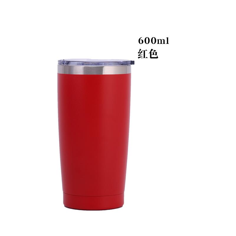 20oz Powder Coated 304 Stainless Steel Car Tumbler, Double Wall Vacuum Insulated Iced Coffee Travel Cup with Sliding Lid