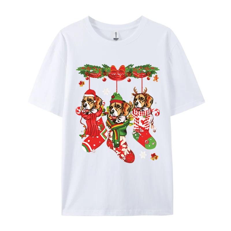Funny Beagle Christmas Socks Dog Tshirt Mens T Shirt Christmas Tee Shirt Male Tshirt TShirt Cotton Top S