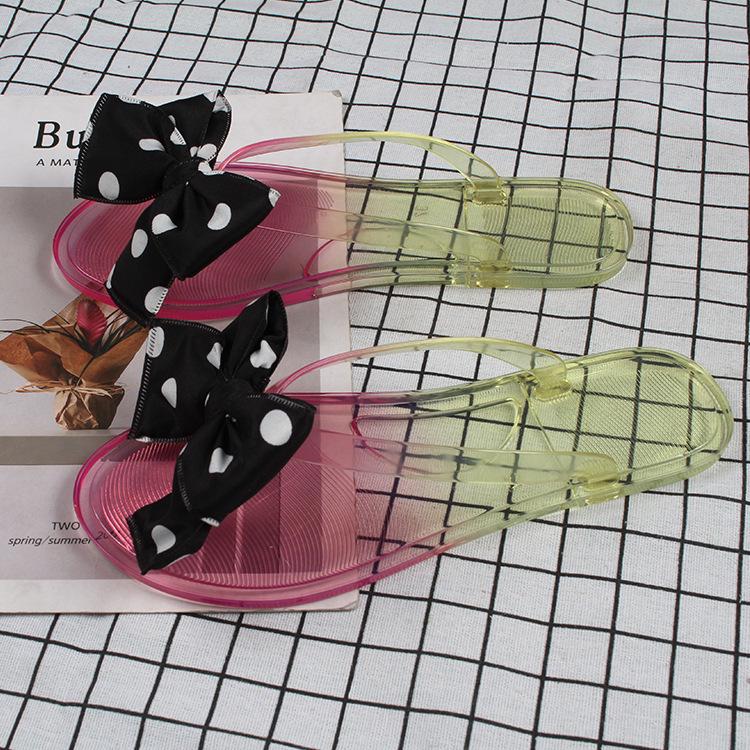 Yuzhihao Gradient Polka Dot Bow Flip-Flops - Summer Beach Sandals EU 38
